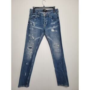Philipp Plein Super Straight Cut Jeans Mens 32×32 Straight Leg Distressed